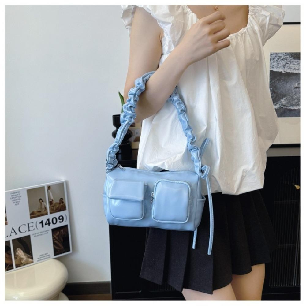 UUMIR กระเป๋าสะพาย,สีทึบซิปใต้วงแขนกระเป๋า,หนัง PU Multi Pocket Tote Purse ผู้หญิง