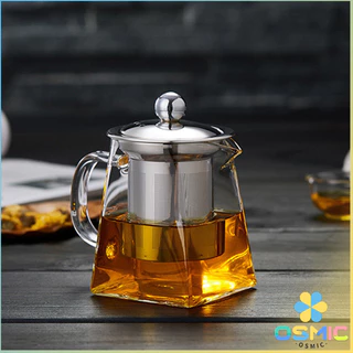 MIC แก้วกาชงชา ตัวกรองสแตนเลส ก้นออกแบบเป็นเหลี่ยม ไลฟ์สไตล์เม็กซิโก Glass teapot