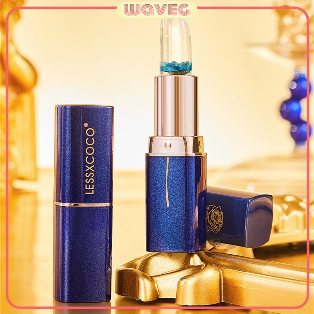 Lesxcoco Flower Crystal Transparent Color Changing Lipstick ลิปสติกเปลี่ยนสีติดทนนาน ให้ความชุ่มชื้น ลดเลือนริ้วรอยบนริมฝีปาก 3 สี WAVETH