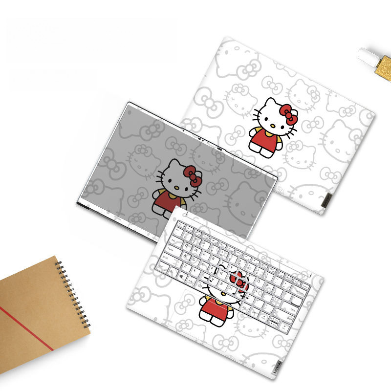 สติกเกอร์คอมพิวเตอร์ Hello Kitty Lenovo Xiaoxin air14 ASUS Dell Notebook 15.6นิ้วฟิล์มครบชุด
