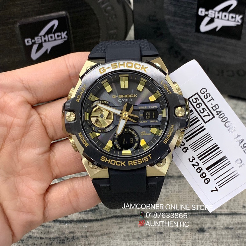 G-STEEL GST-B400GB-1A9 การผสมผสานส่วนประกอบโลหะและเรซินในนาฬิกากลางแจ้งสียอดนิยมตลอดกาล V789