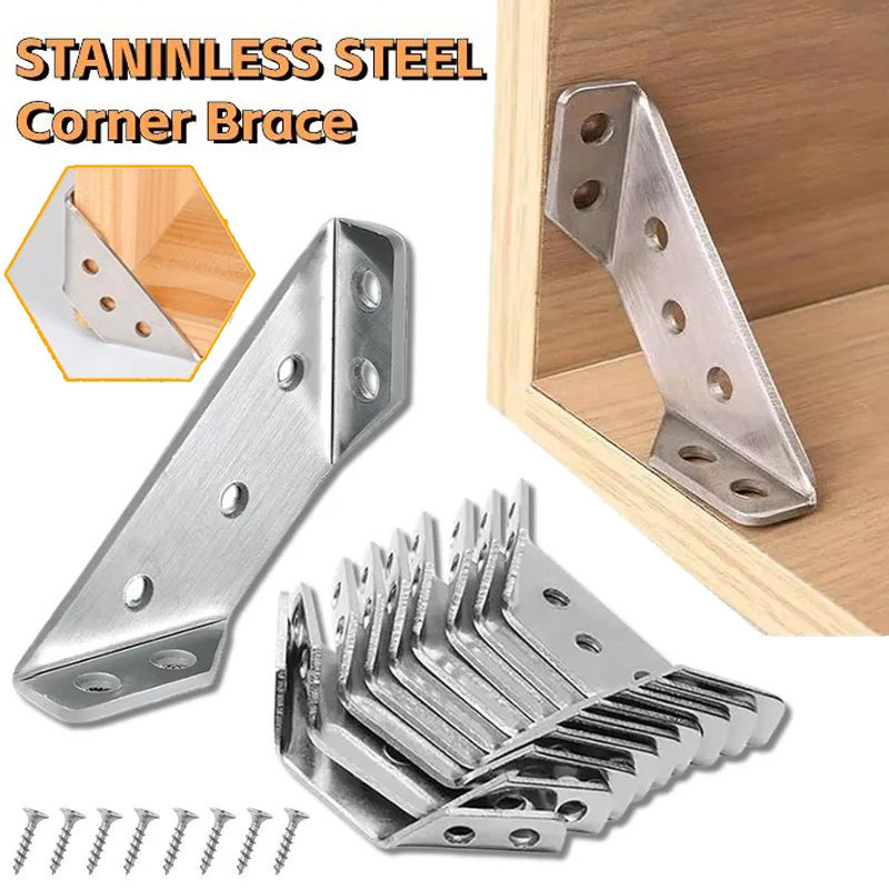 ฉากยึดมุมดักจับโลหะสําหรับชั้นวาง – สแตนเลสเฟอร์นิเจอร์วงเล็บมุม – ข้อต่อมุมสําหรับชั้นวางตู้โต๊ะเก้าอี้ – เฟอร์นิเจอร์สามเหลี่ยมสนับสนุนกรอบ