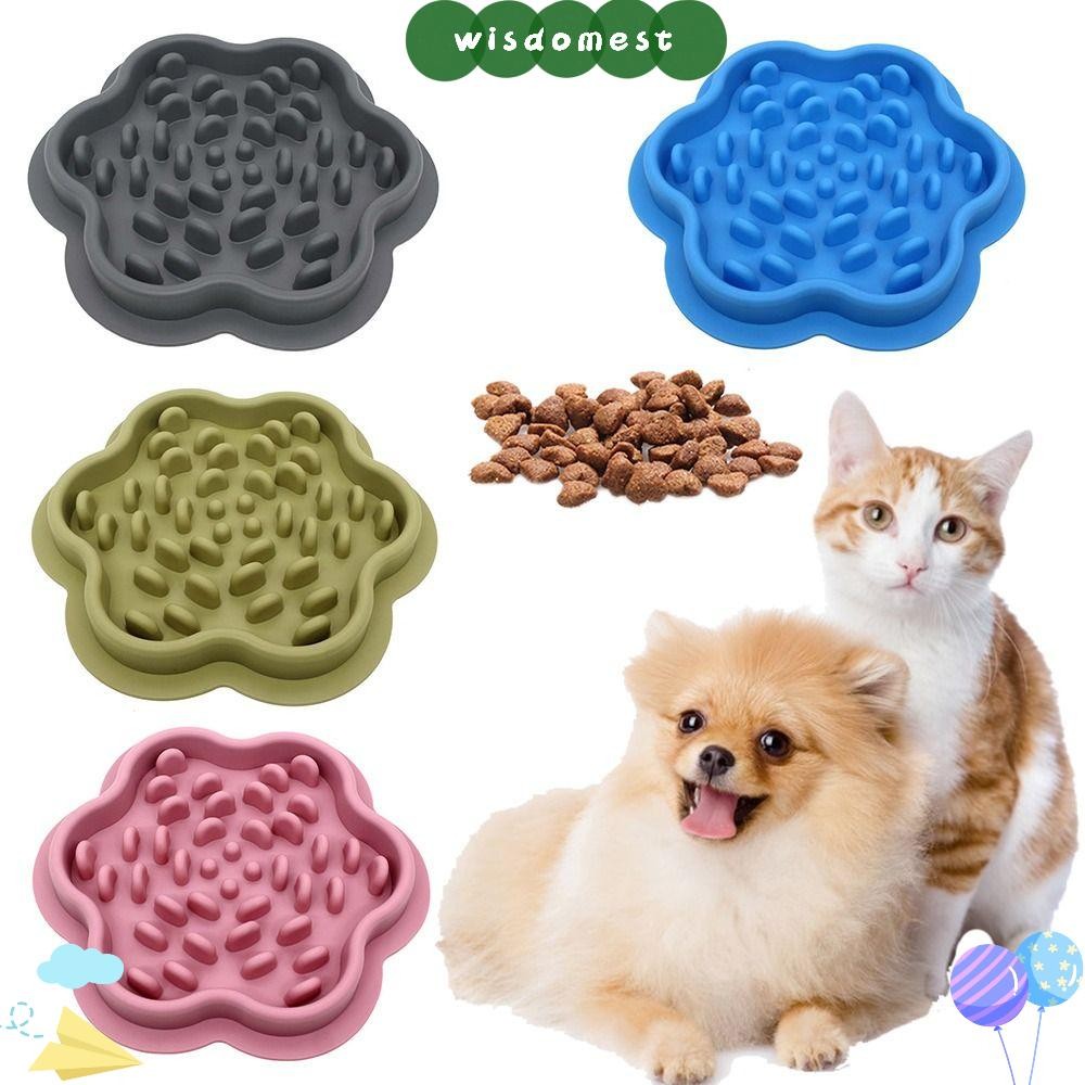 Wisdomest Eating Feeder จานซิลิโคนชามกินช้าแมวสุนัข Interactive Feeding จาน