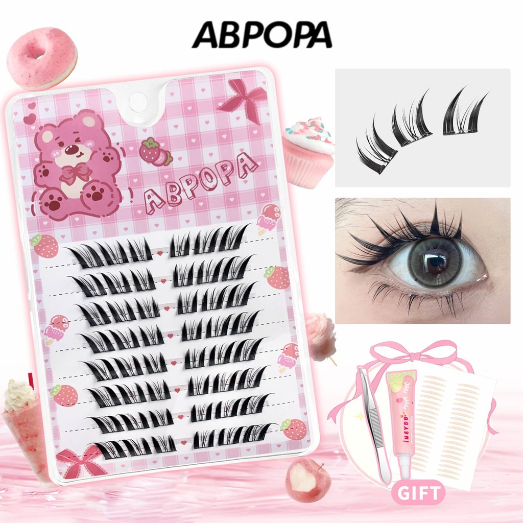 Abpopa Natural C Curved Sense เซ็กซี่ขนตา Soft Light Slender Layering Messy สไตล์ Dramamatic 8 แถว