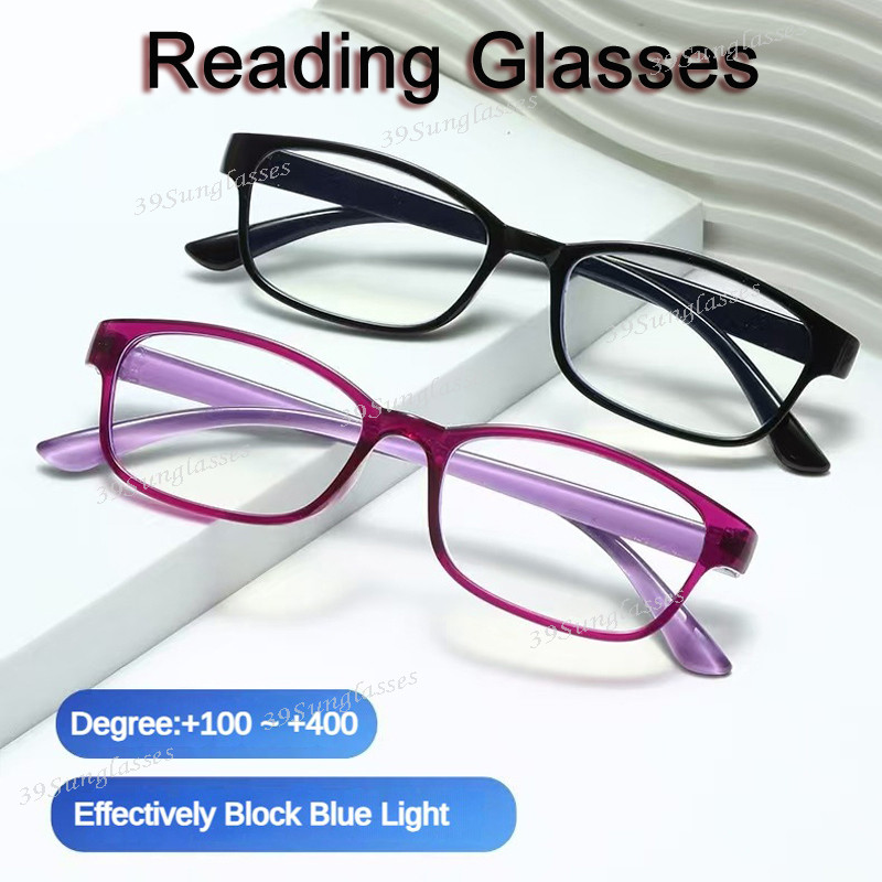 +1.00+1.50+.2.00+2.50+3.00+3.50+4.00แว่นตาอ่านหนังสือแฟชั่นในผู้สูงอายุป้องกันแสงสีฟ้าแว่นสายตายาวสําหรับผู้ชายผู้หญิงแว่นตาสี่เหลี่ยมผืนผ้าแว่นตาแสงพิ