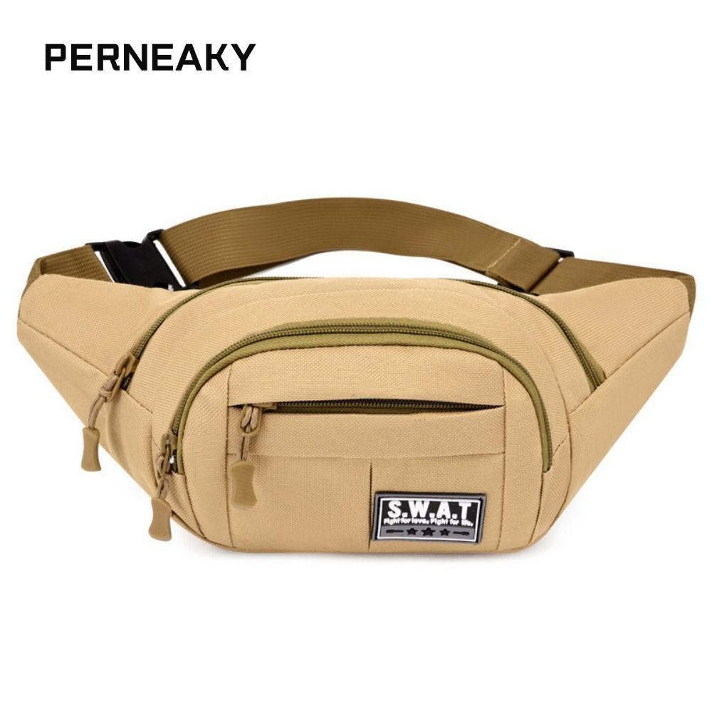 PERNEAKY กระเป๋าสะพายข้าง, กระเป๋าคาดเอวไนลอน, กระเป๋าใส่โทรศัพท์ความจุขนาดใหญ่กันน้ําหลายชั้น