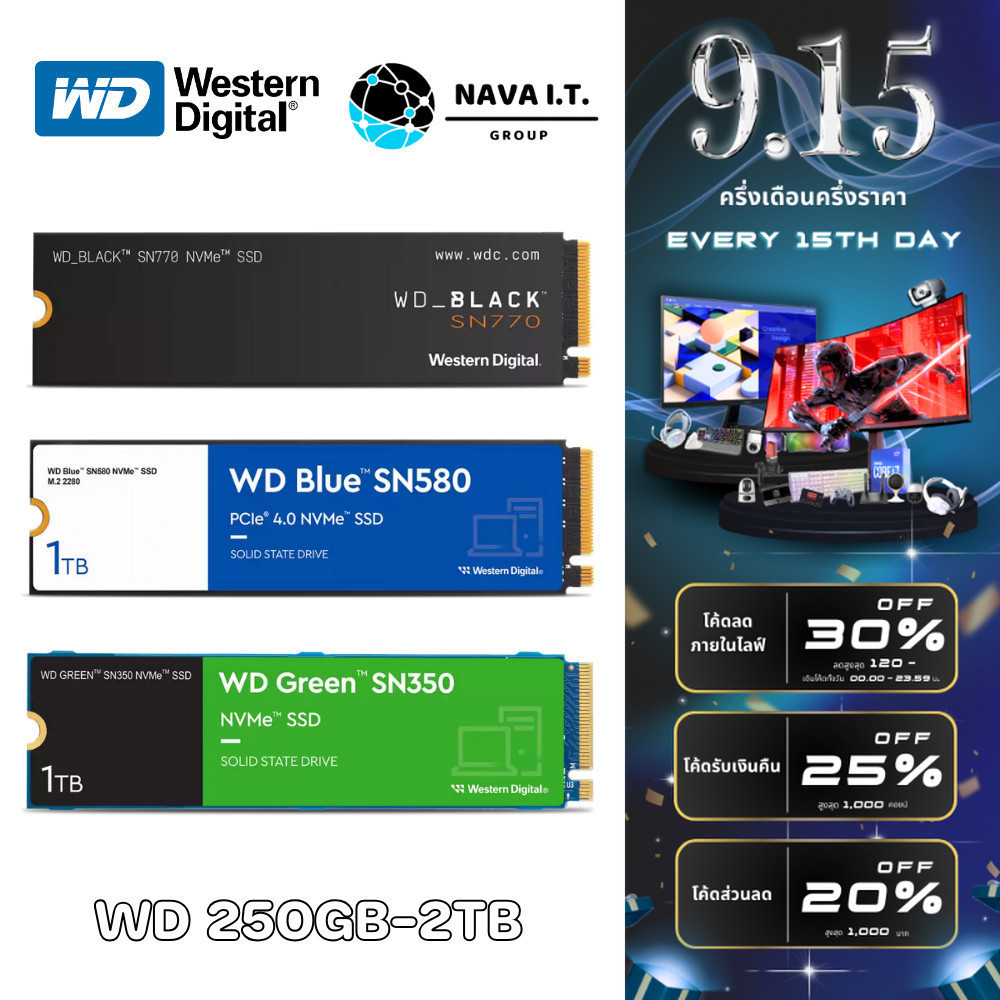 🛵มีส่งด่วน💨 WD BLACK SN750SE SN770/ WD BLUE SN580 SN570/ WD GREEN SN350 NVME M.2 2280