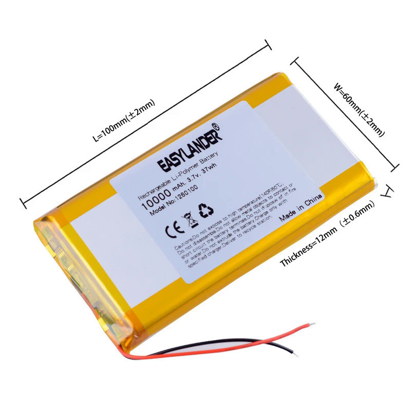 connector 3.7V 10000mAH 1260100 Polymer Lithium Ion / Li-ion Battery For TOY POWER BANK GPS Tablet p