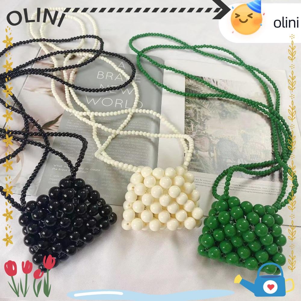 Olini กระเป๋าถือประดับด้วยลูกปัด,กระเป๋าคอสบอดี้แฮนด์เมดสีลูกกวาด,สายรัดคู่น่ารักมินิกระเป๋าสตางค์กระเป๋าผู้หญิง