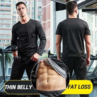 Baju ซาวน่า slimming ฟิตเนสลดน้ําหนักซาวน่าชุดเหงื่อสําหรับชายเหงื่อออกเร็วชุดติดตามซาวน่าแจ็คเก็ตวิ่งออกกําลังกายยิม Anti-Rip ชุด Burning Fat Plus