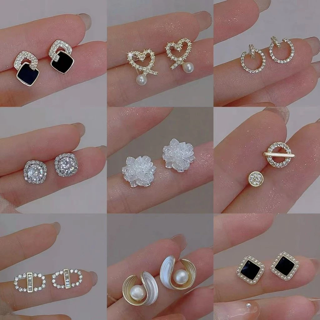 ต่างหูแฟชั่นที่สวยหรูขนาดเล็กเกาหลี ส925 เงิน