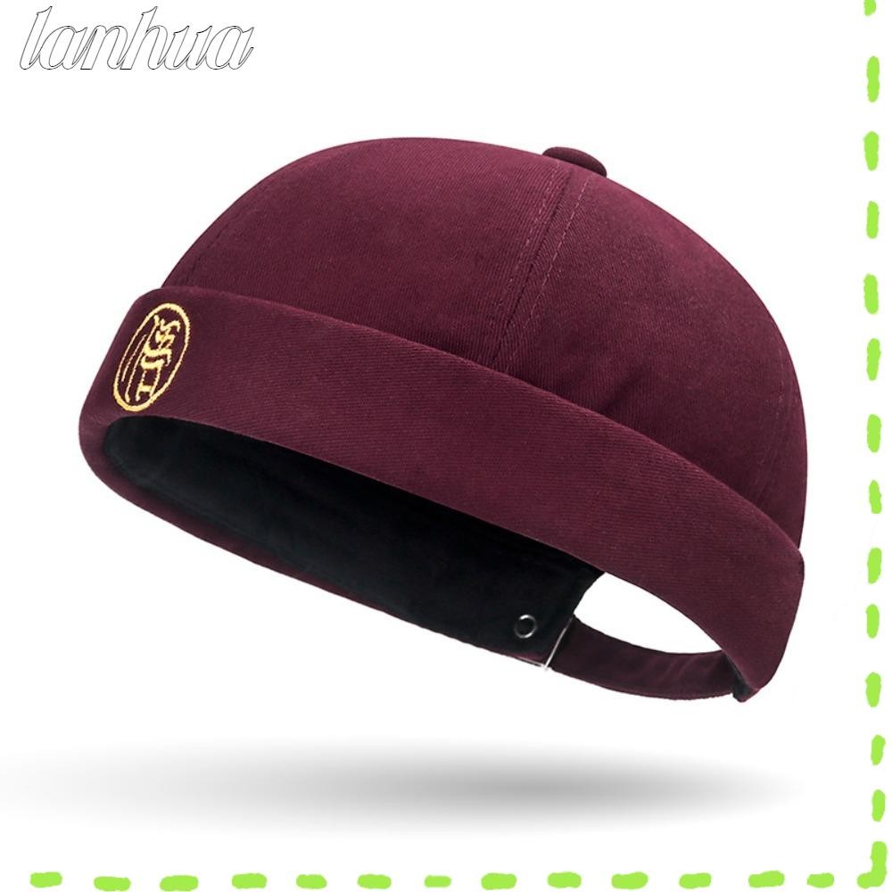 Lanhua หมวกทรงกลม, หมวกฮิปฮอป ปีกกว้าง สีพื้น, ขายดี หมวกกะลาสี ผ้าฝ้าย วินเทจ ปรับได้