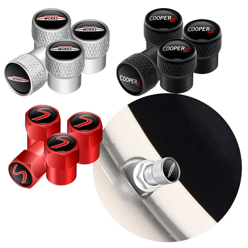 4 ชิ้น/เซ็ต John Cooper Works โลโก้รถโลหะล้อยางวาล์วหมวก Air Tyre Stem ฝุ่น Proof สําหรับ Mini Coope