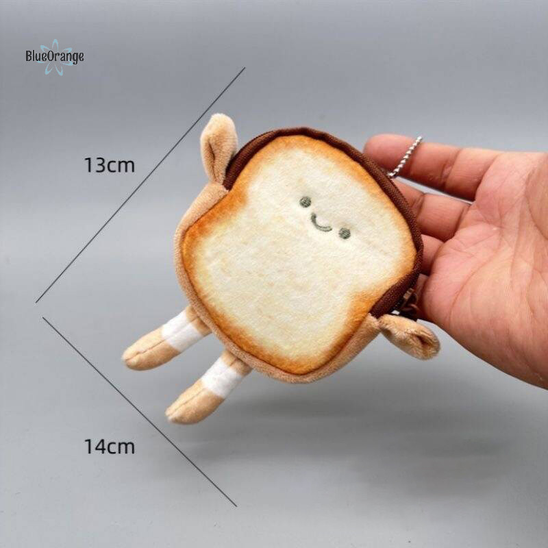 ใหม่ ใหม่ Creative Toast ขนมปัง Plush กระเป๋าเงินเหรียญแฟชั่น Kawaii Mini Key Card หูฟังเก็บกระเป๋าสตางค์การ์ตูนกระเป๋าจี้ hot