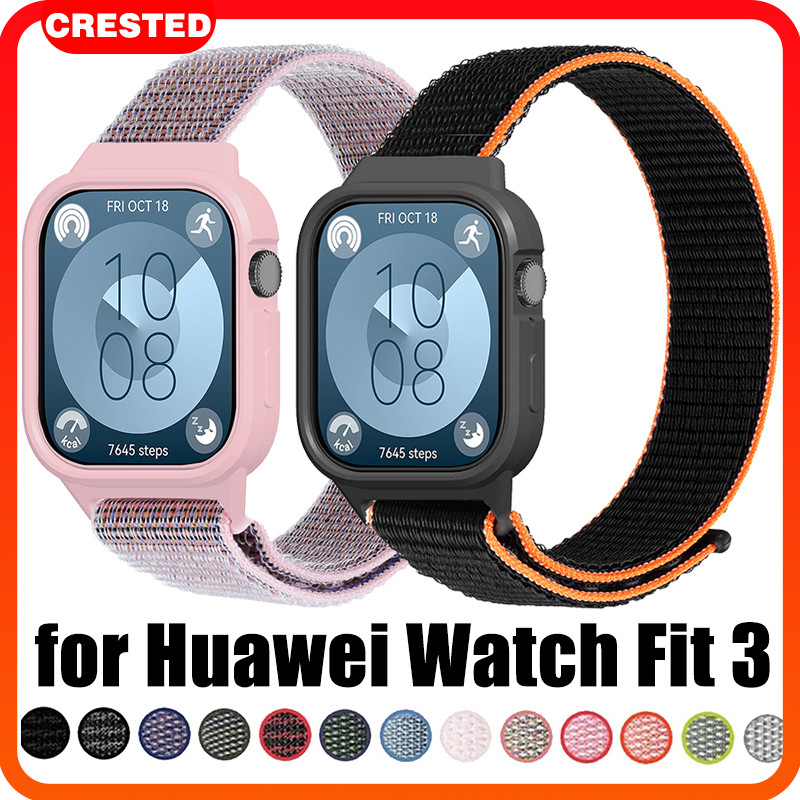 สายคล้องคอไนล่อน Huawei Fit 3 นาฬิกาอัจฉริยะ Huawei Watch Fit 3 ฟิล์มป้องกันหน้าจอ TPU เทปกันชน