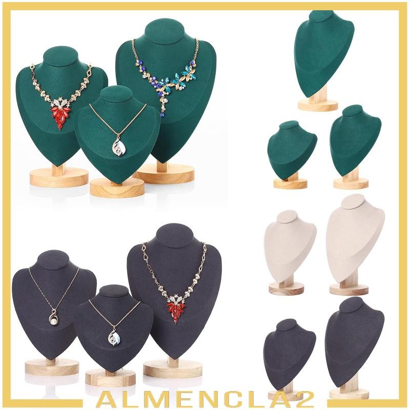 [Almencla2] ขาตั้งจอแสดงผล Jewlery สร้อยคอไม้ ที่วางหน้าอก ชั้นวาง Jewlery,