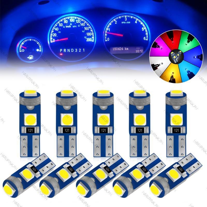 1 PC T5 หลอดไฟ LED T5 3030 3SMD LED ภายในรถแดชบอร์ดความร้อนตัวบ่งชี้ลิ่มรถแดชบอร์ด 12V