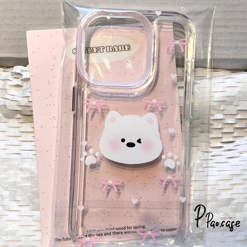 ลูกสุนัขน่ารักโบว์ TPU อ่อนเข้ากันได้ เคสไอโฟน 13 11 15 รูปที่ 2