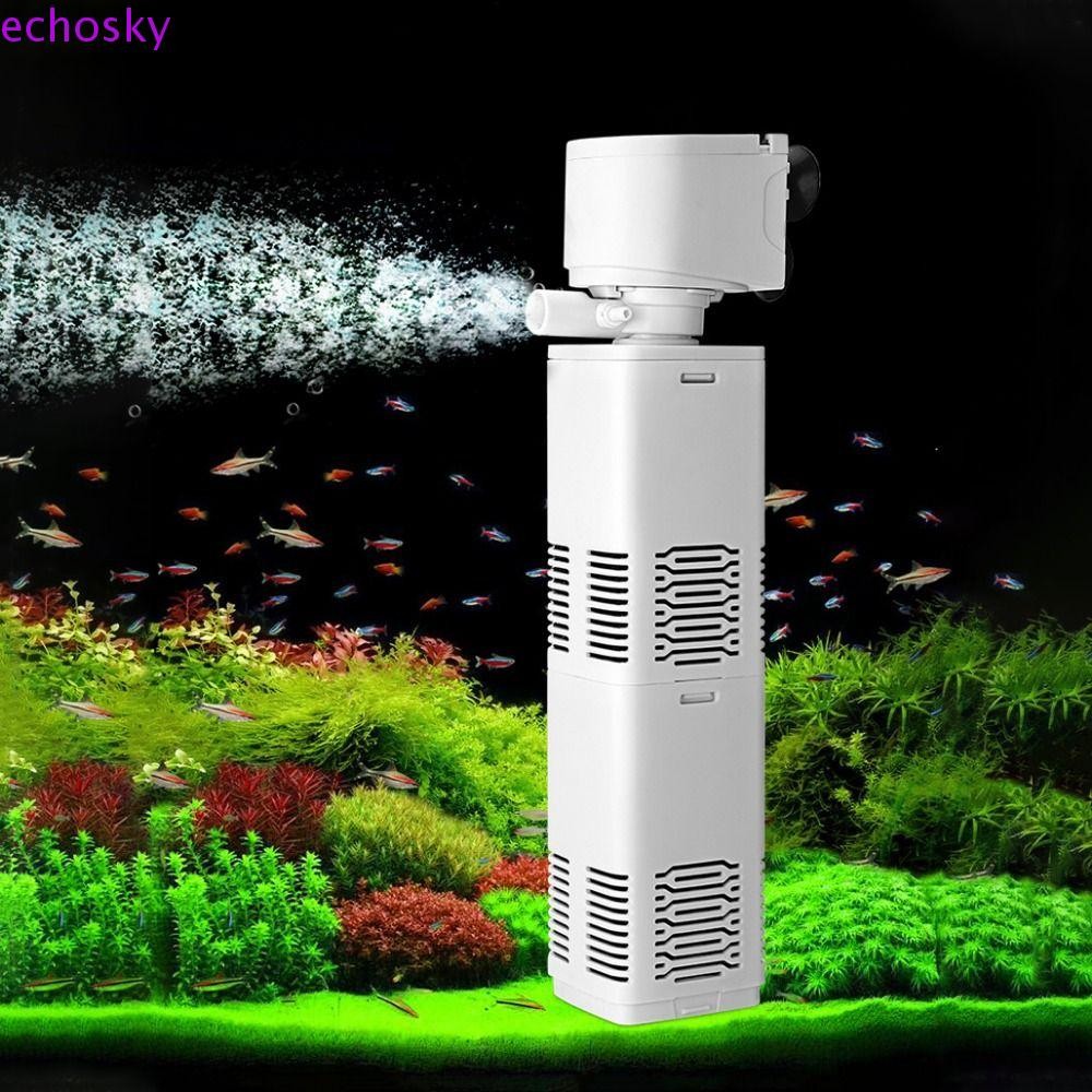 Echosky ตัวกรองตู้ปลา,ถ้วยดูดติดผนังพิพิธภัณฑ์สัตว์น้ํากรองภายใน,เครื่องกรองน้ําเงียบพร้อมฟองน้ําและท่ออากาศพลาสติกปั๊มไหลเวียนน้ําสําหรับบ้านตู้ปลา
