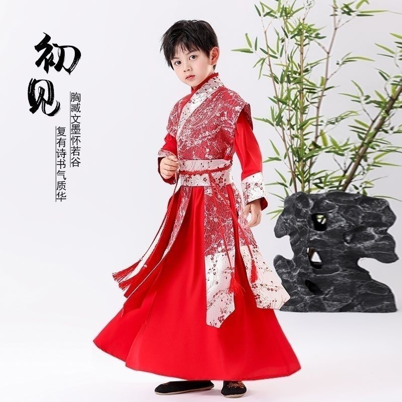 Hanfu Boys เครื่องแต่งกายโบราณ 2024 สไตล์โบราณเด็กชายจีนเด็กเครื่องแต่งกายจีน Tang ชุดอัศวินพร้อมสต็