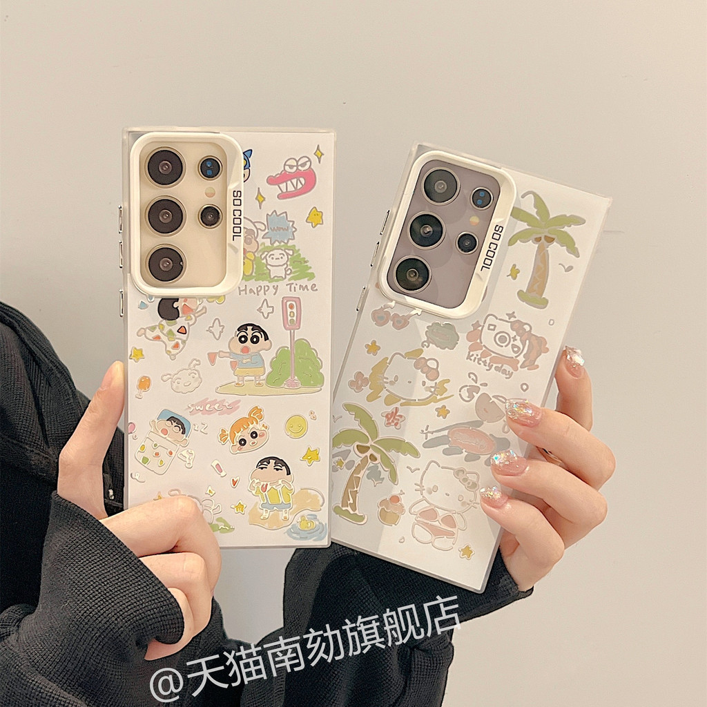 เหมาะสําหรับ Samsung s24ultra เคสโทรศัพท์เป็น s23u Hello Kitty s22 Plus สิบ a52s21fe a55note20s20a54a53 Crayon Shin-Chan คู่น่ารักจะไม่ชนสวยสุด ๆ