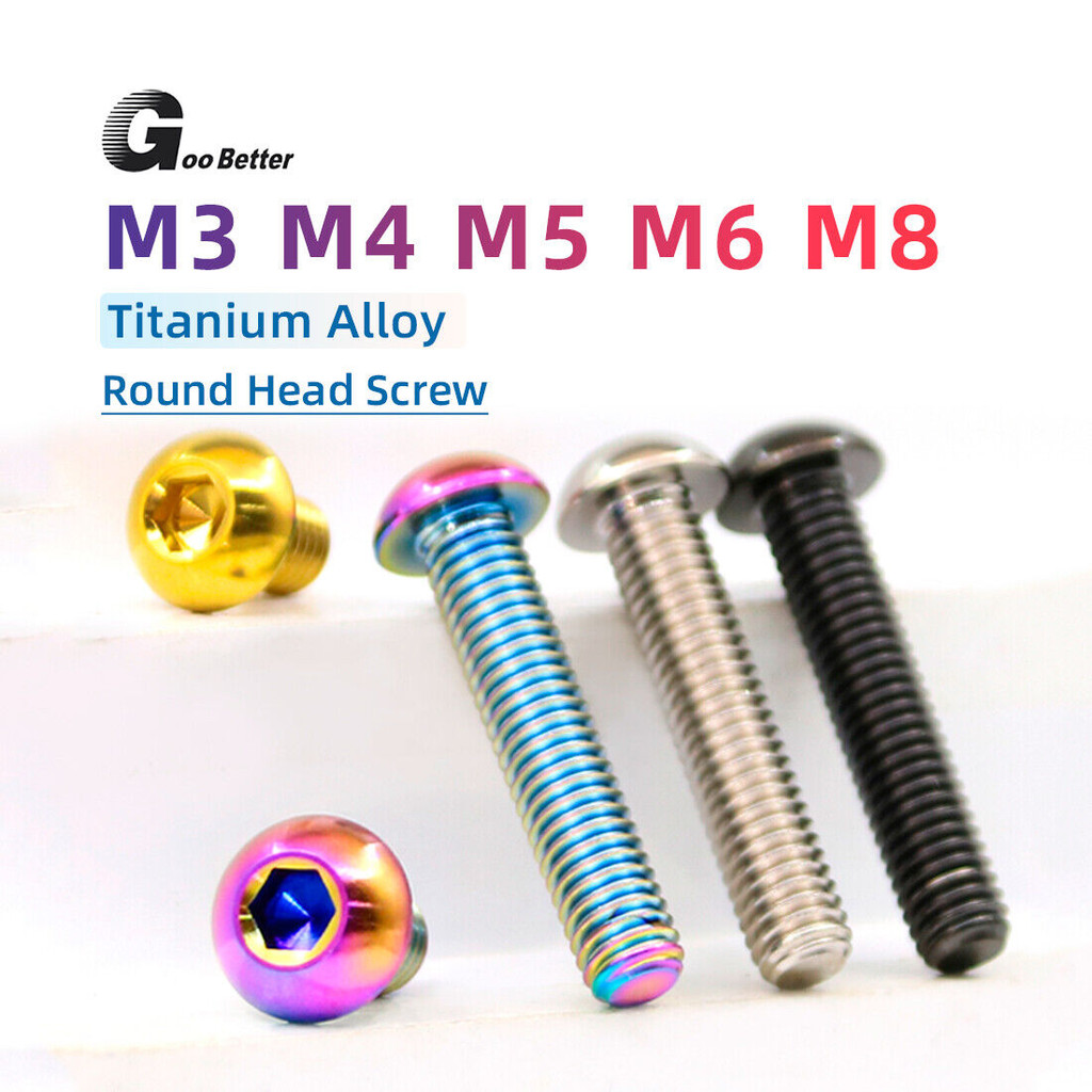 M3 M4 M5 M6 M8 TC4 Titanium Bolt Hex ปุ่มหัวสลักเกลียวสกรูรถจักรยานยนต์ Refit