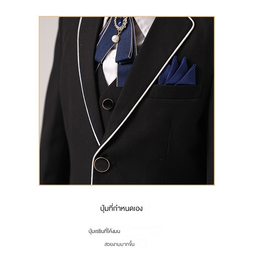 PiPi เสื้อแจ็กเก็ตสูททักซิโด้ กางเกง ประดับโบว์ เป็นทางการ สีขาว แดง ดํา สําหรับเด็กผู้ชาย ใส่ไปงานเลี้ยงวันเกิด งานแต่งงาน - รูปที่ 4