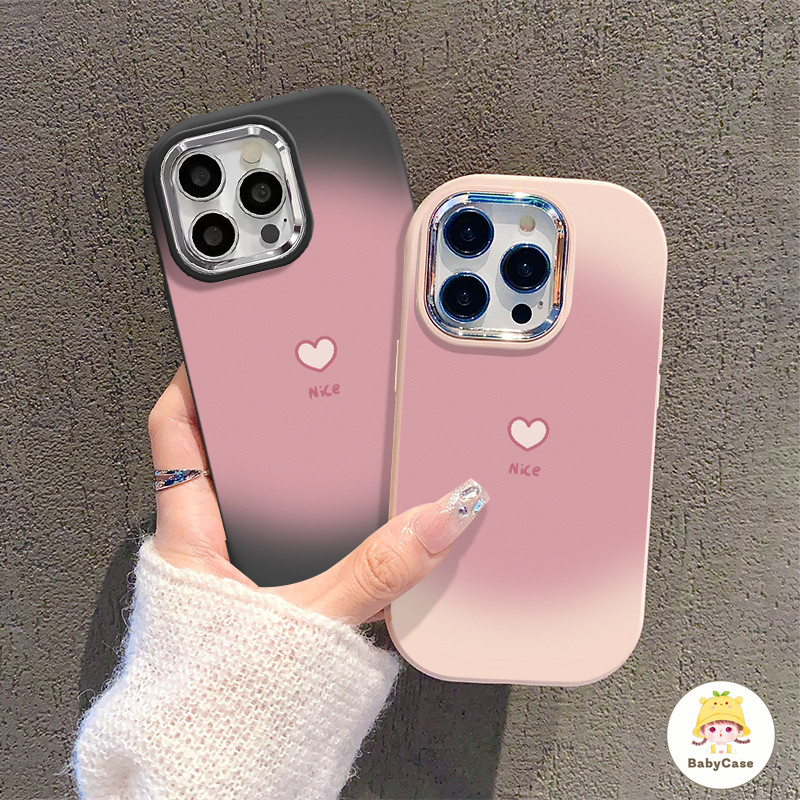 การไล่ระดับสีที่เรียบง่ายแฟชั่นรักหัวใจนุ่มนวล เคสไอโฟน 13 15 11 14 12 Pro Max 7Plus XR 8 7 14 15 Plus X XS Max SE 2020