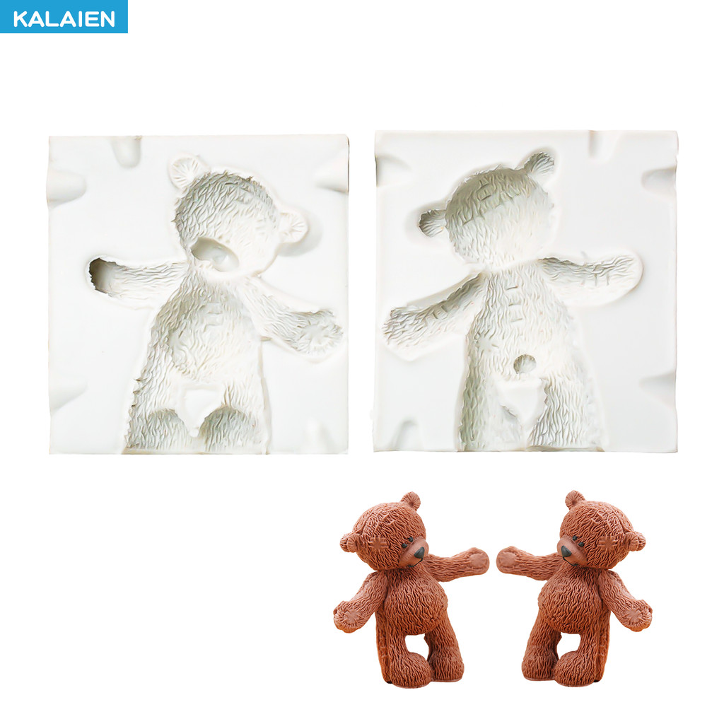 Kailaen หมีรูปร่างซิลิโคน Fondant แม่พิมพ์ 9.7*9 ซม.ใหม่รูปแบบ Fondant แม่พิมพ์ DIY Baking Sugarcraft,Clay Mould รายละเอียดที่สมจริงสําหรับเด็กเค้กวันเกิดตกแต่ง