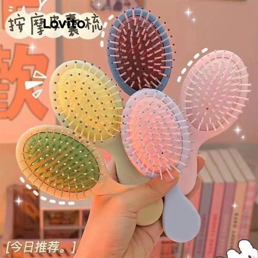 Lovito Beauty แปรงหวีผม ป้องกันไฟฟ้าสถิต สไตล์น่ารัก สำหรับผู้หญิง LBT01075