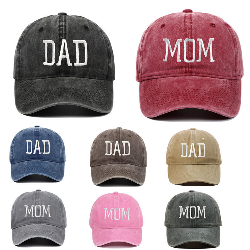 Dad MOM เย็บปักถักร้อยเบสบอลหมวก Vintage Hiphop เบสบอลหมวกปรับครีมกันแดดหมวก