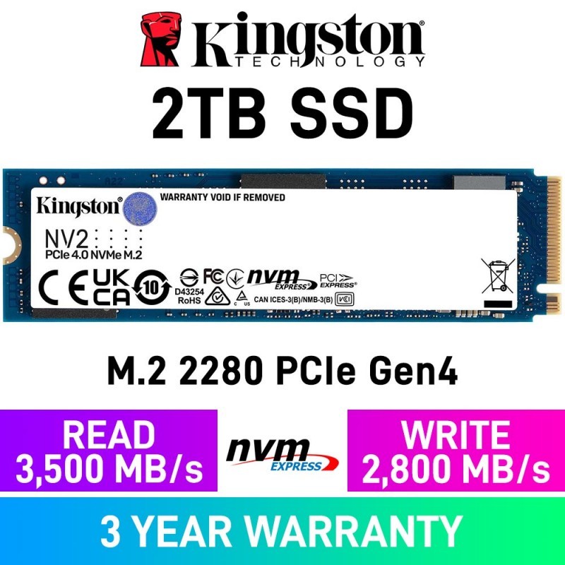 SSD (เอสเอสดี) Kingston M.2 NV2 PCIe 4.0 M.2 2280 SNV2S 250GB 500GB 1TB 2TB