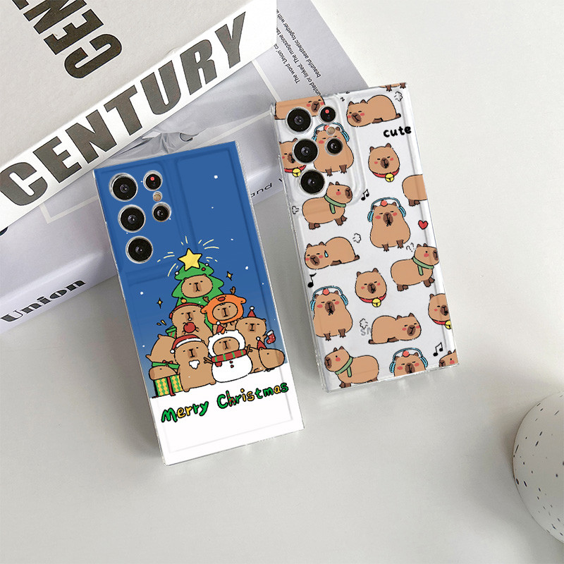 การ์ตูน Capybara คริสต์มาสสําหรับ OPPO Reno 12 Pro 11F 12F 11 10 Pro 8T 8 7z 8z 5F 5 7 5G นุ่มน่ารักเคสโทรศัพท์ใส