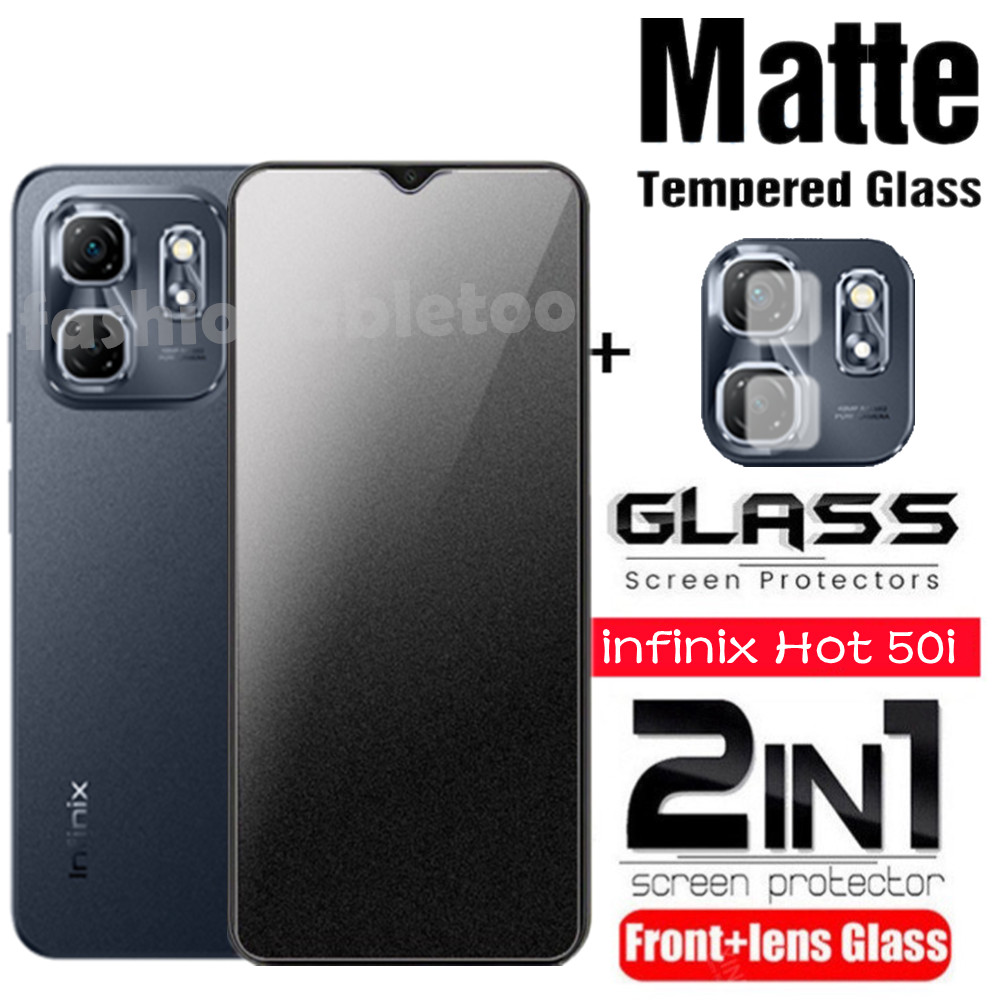 9h Matte Screen Protector กระจกนิรภัยสําหรับ infinix Hot 50 i 50i 50pro + 40pro Hot50 i Hot50i Hot40pro Hot40i Anti ลายนิ้วมือคลุมทั้งหมด Frosted ฟิล์มด้านหน้าด้านหลังกล้องเลนส์ฟิล์ม