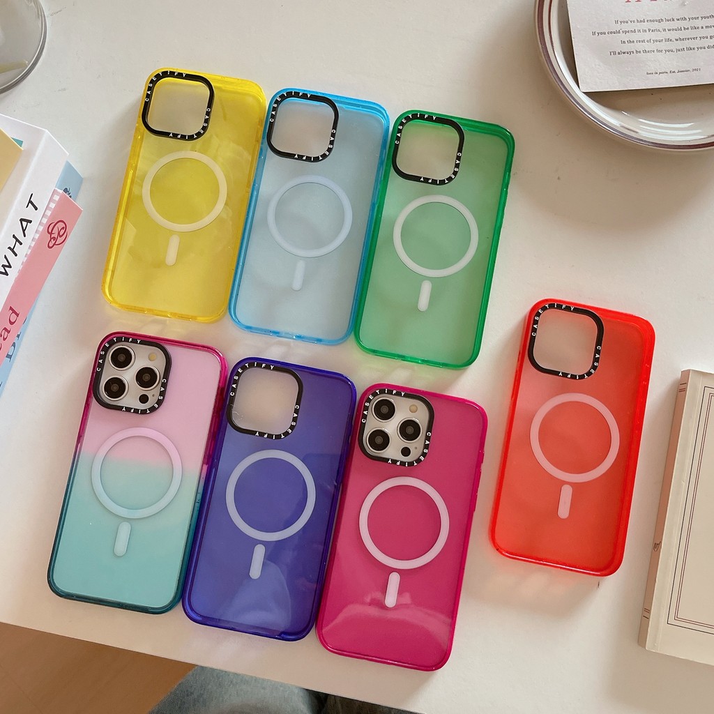 สีทึบแม่เหล็ก Casetify เคสโทรศัพท์สําหรับ iPhone 16 15 14 13 12 Pro Max Plus, Impact 2.0 Clear Hard สี