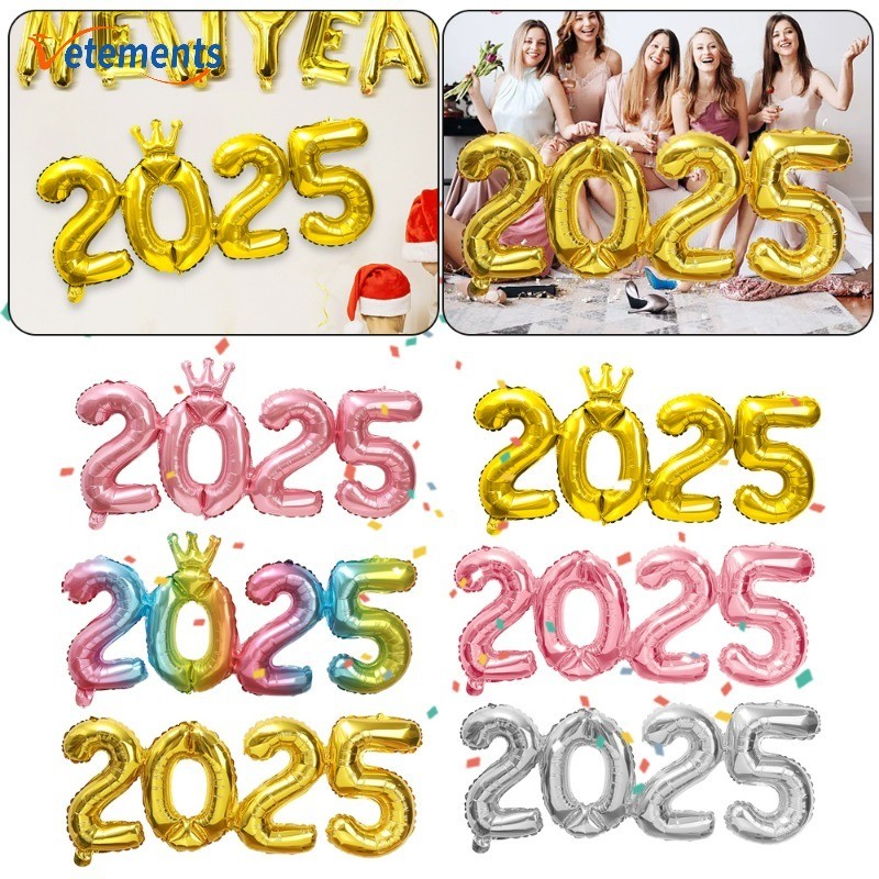 16นิ้วการเชื่อมต่อมงกุฎ2025จํานวนลูกโป่งฟอยล์-ปีใหม่ตกแต่งลูกโป่ง-บ้าน n ความโลภ พรรคซัพพลาย