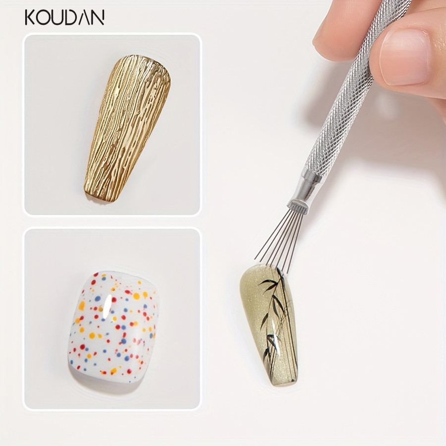 Nail Art Liner แปรงเล็บเครื่องมือ 7 pin Nail Liner แปรง Multi Nail Design Drawing สแตนเลส Handle Polka Dot Brushed Buccellati เครื่องมือ KOUDAN