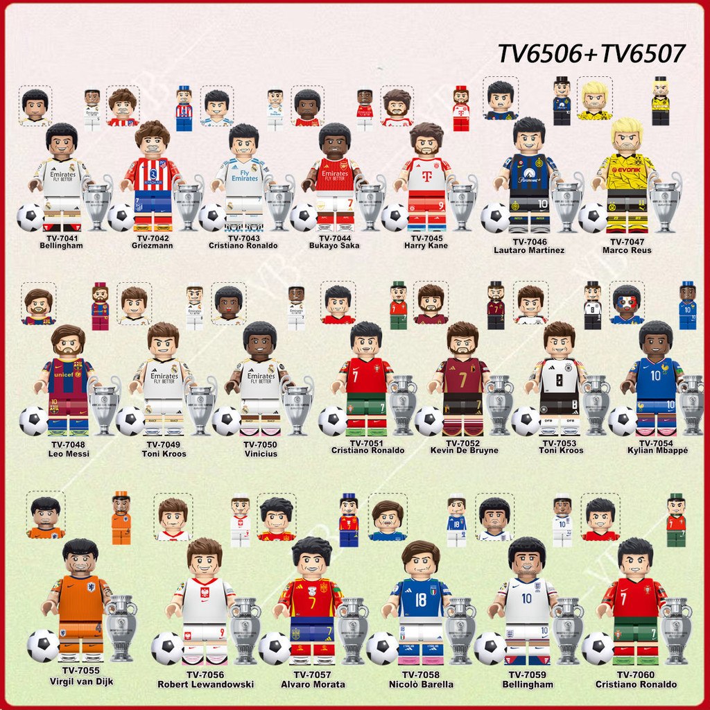 ของเล่นเพื่อการศึกษาสําหรับเด็ก star football building blocks World Cup Messi C Ronaldo ของเล่นโมเดล minifigures เครื่องประดับ