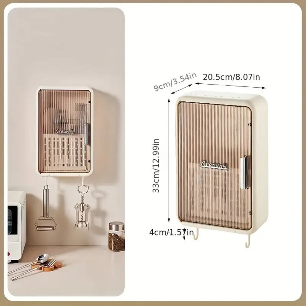 ชั้นเก็บช้อนส้อม อุปกรณ์ครัว ช้อน, ส้อม, ตะเกียบ ตู้จัดเก็บในครัวแบบติดผนัง ชั้นเก็บของ ไม่ต้องเจาะ - รูปที่ 4