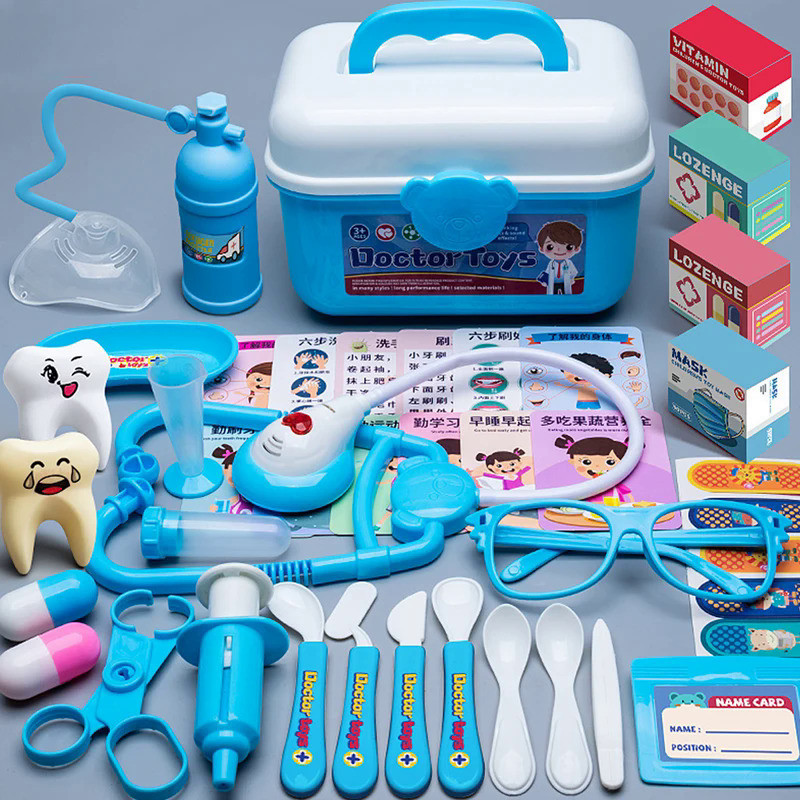 Kids Simulation Doctor Nurse Toy Set Pretend Play Medical Box Playing House Trolley Box Girl Stethos