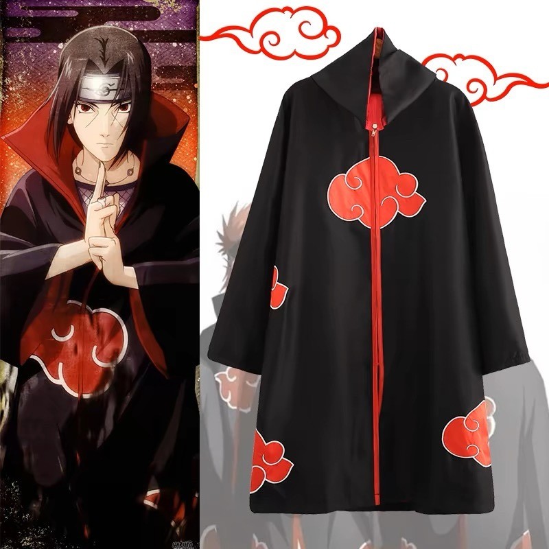 EERSHENSHI ฮาโลวีน นารูโตะ เสี่ยว จัดเสื้อคลุมเมฆสีแดงเสื้อคลุมเสื้อคลุมเสื้อคลุมคอสเพลย์ประสิทธิภาพ