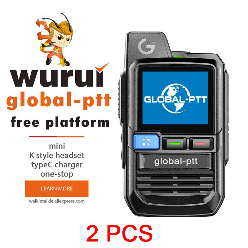 2PCS global-ptt global walkie talkie Wurui G0 POC mini radio commutator radios long range profesiona