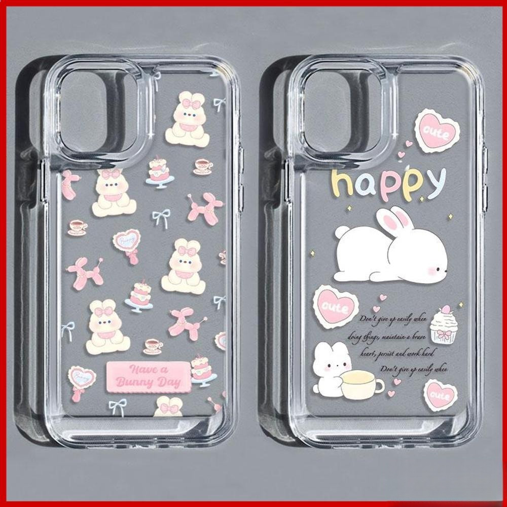 Mowin-สําหรับiPhone 15 Pro Maxเคสใส,เคสTPUแบบนุ่ม,ปุ่มชุบด้วยไฟฟ้ากันกระแทกป้องกันกล้องกระต่ายสีขาวน