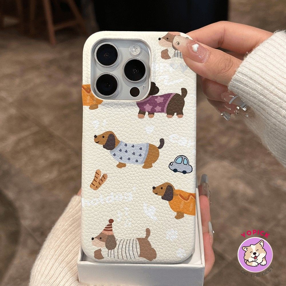 เต็มหน้าจอไส้กรอกสุนัขเคสโทรศัพท์สําหรับiphone 16 16Pro 16Plus 11 12mini 13Pro Max 14Plus 15Pro XR XS Max 7 8 Plus SE2020 การ์ตูนฝาครอบโทรศัพท์สําหรับIPhone 16Pro MaxสาวLZW