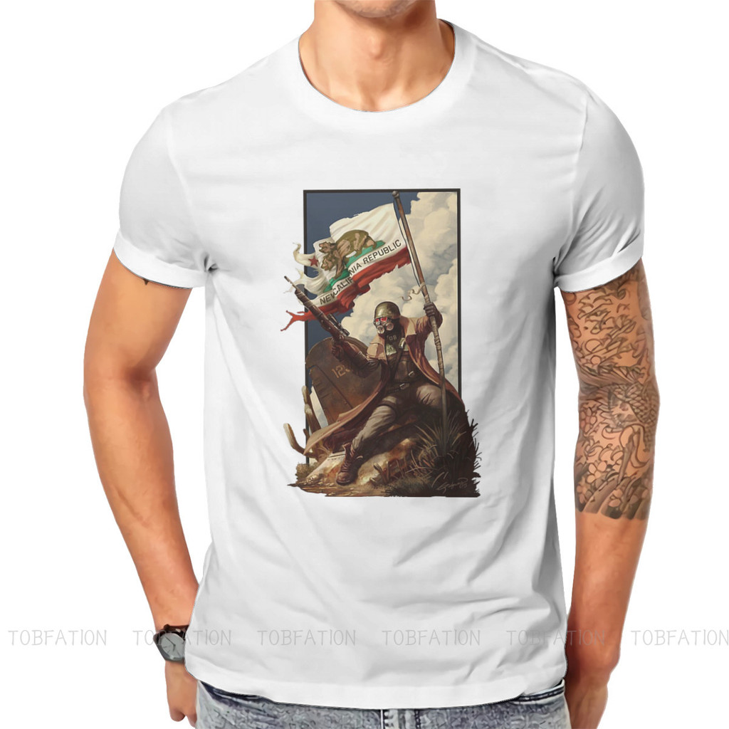 NCR Ranger Flag Fan Art โปสเตอร์คลาสสิก Fallout เกม Tshirt ผ้าฝ้ายขนาดใหญ่ Crewneck เสื้อผ้าผู้ชายกร