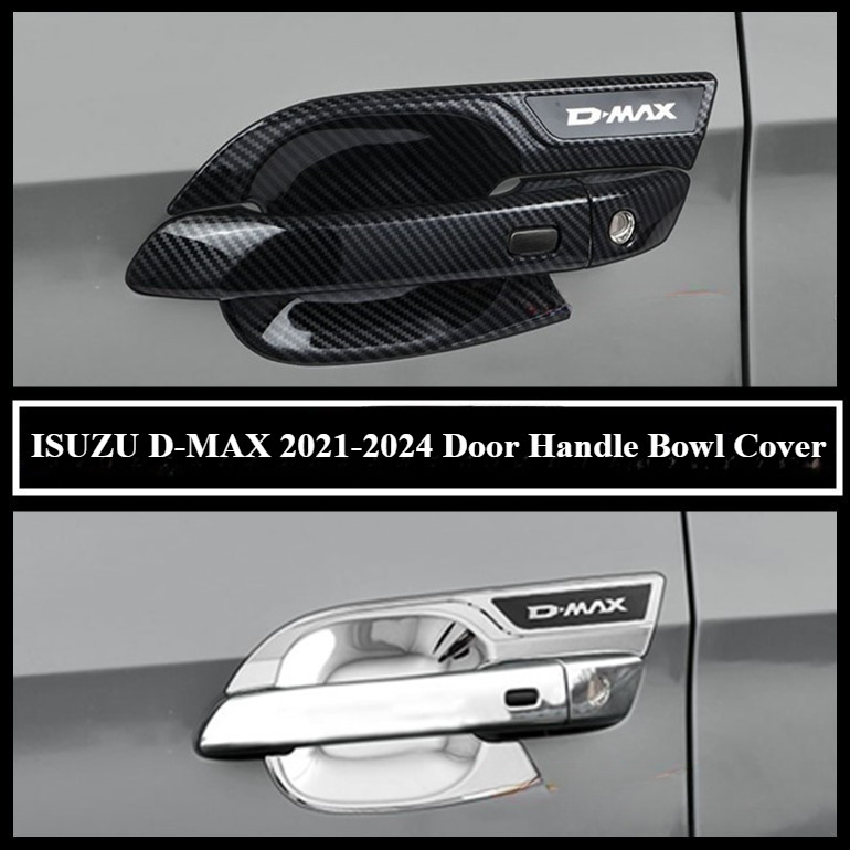 Isuzu DMAX D-MAX 2021-2024 ลายคาร์บอนไฟเบอร์มือจับประตูรถยนต์ฝาครอบชามอุปกรณ์เสริมภายนอก
