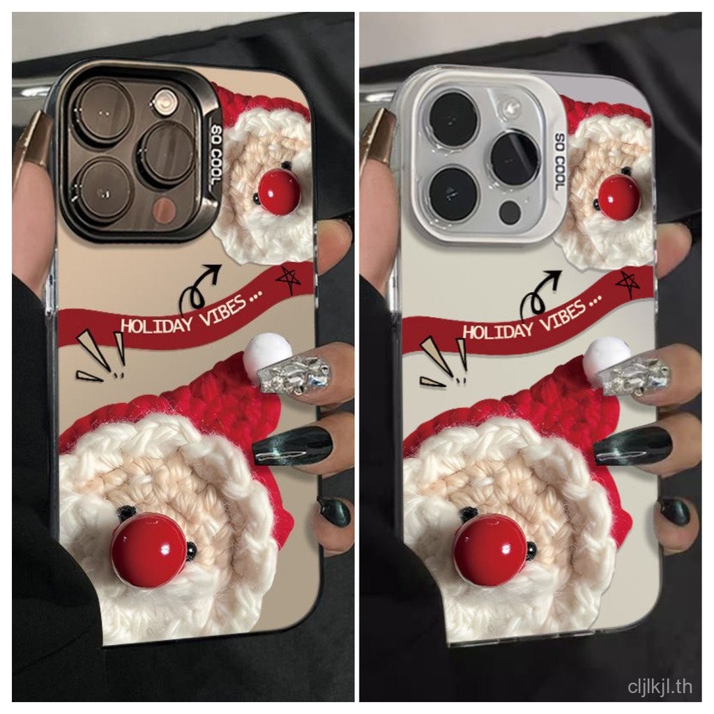 สีแดงจมูกซานตาแอปเปิ้ล16PROMAX เคสมือถือ15plus น่ารัก iphone11/12สนุก13 /xr