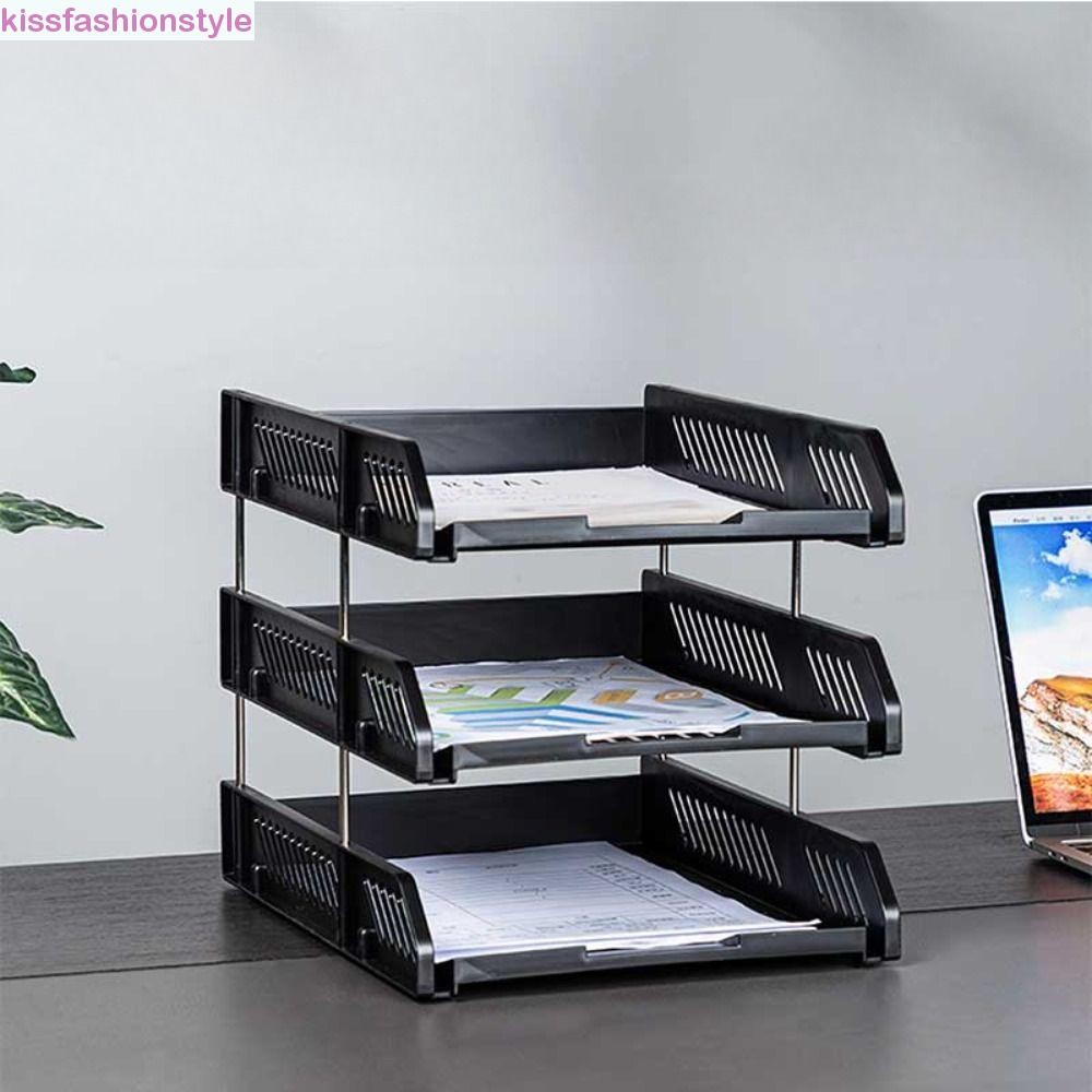 Kissfashionstyle ชั้นวางแฟ้มสามชั้น, Desktop Organizer แฟ้ม A4 ถาดเก็บ,ชั้นเก็บ Minimalism ที่ใส่แฟ้ม Multi-layer ถาดแฟ้ม Home Office Supply