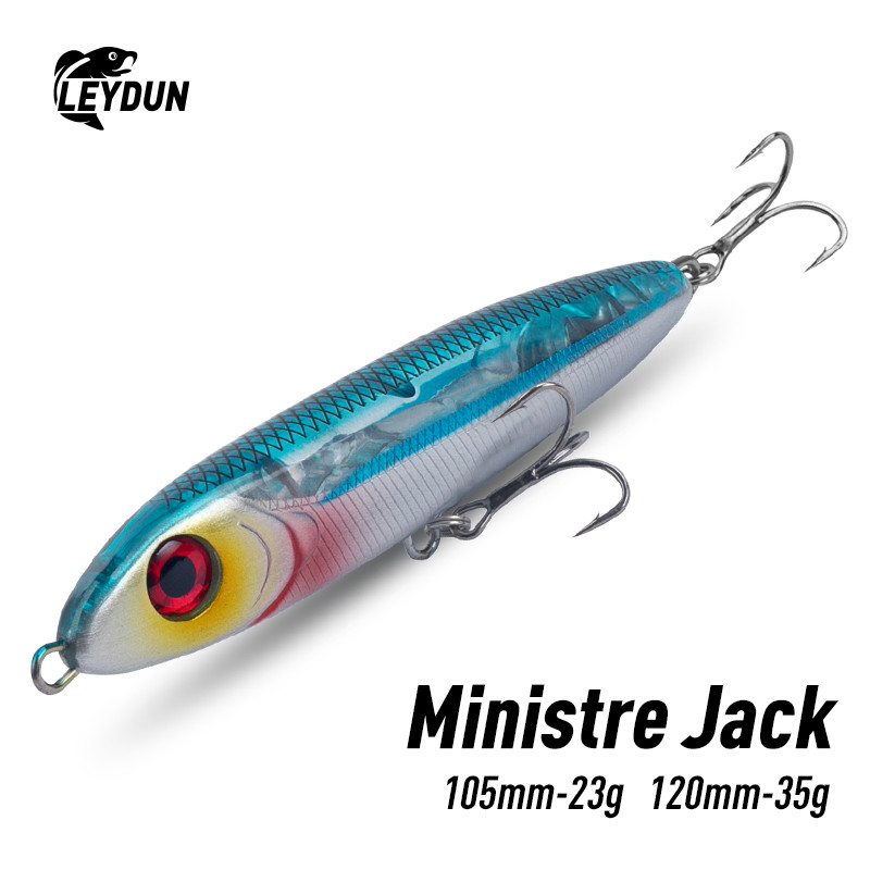 LEYDUN Ministre Jack Stickbait Sinking ดินสอเหยื่อตกปลา 105 มม.23g 120 มม.35g ว่ายน้ําที่ดี Hard Baits Wobblers สําหรับ Sea Bass