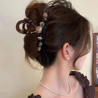 หนีบผมสีกาแฟ 13 ซม. สไตล์เกาหลี เครื่องประดับผมสำหรับสุภาพสตรี